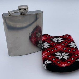WINK Hip Flask Knit Red Snowflake Sweater NIB